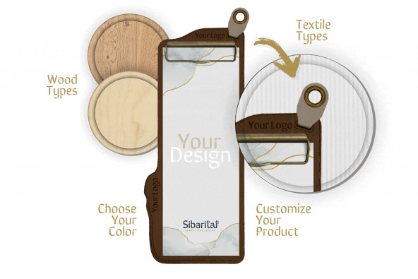 ERGO - Waiter's Notepad Holder Wooden menu holders Wooden waiter’s order holder with a metal clip and textile detail for hang...