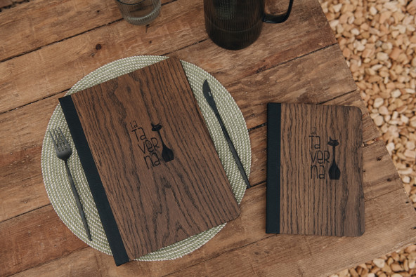 ELAN SIMPLE - A4 and A5 Menu Holder Wooden menu boards Elegant and understated wooden binder with corner protectors to hold s...