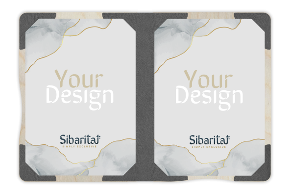 ELAN SIMPLE - Portamenú díptico A4 y A5 Cartas de menú de madera Carta de madera elegante y sobria encuadernada mediante esqu...