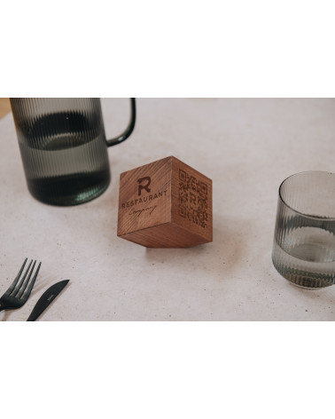 Custom 3D Wooden QR Cube Table Identifier